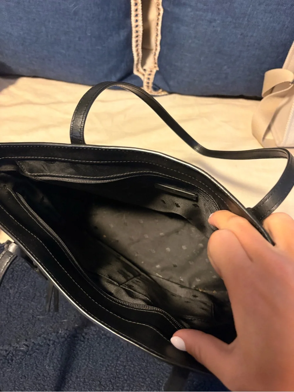 kate spade Black Leather Tassel Tote